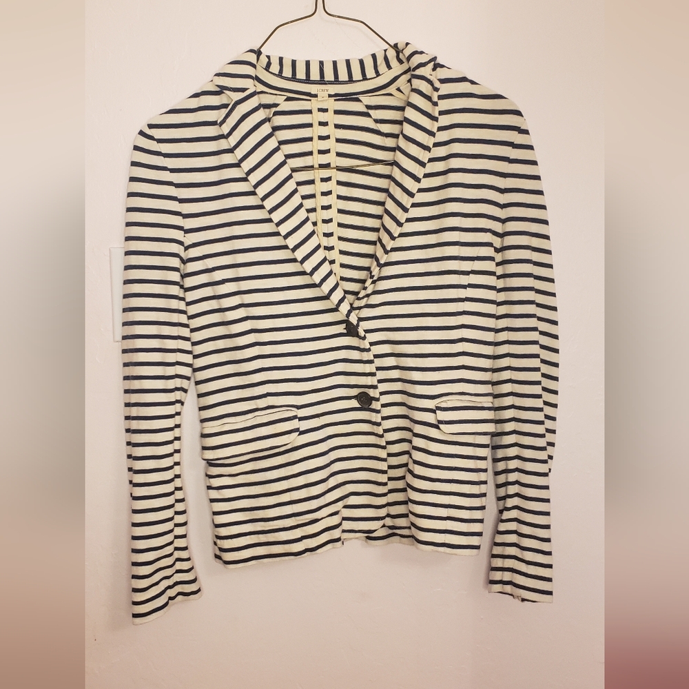 J. Crew white and navy striped blazer